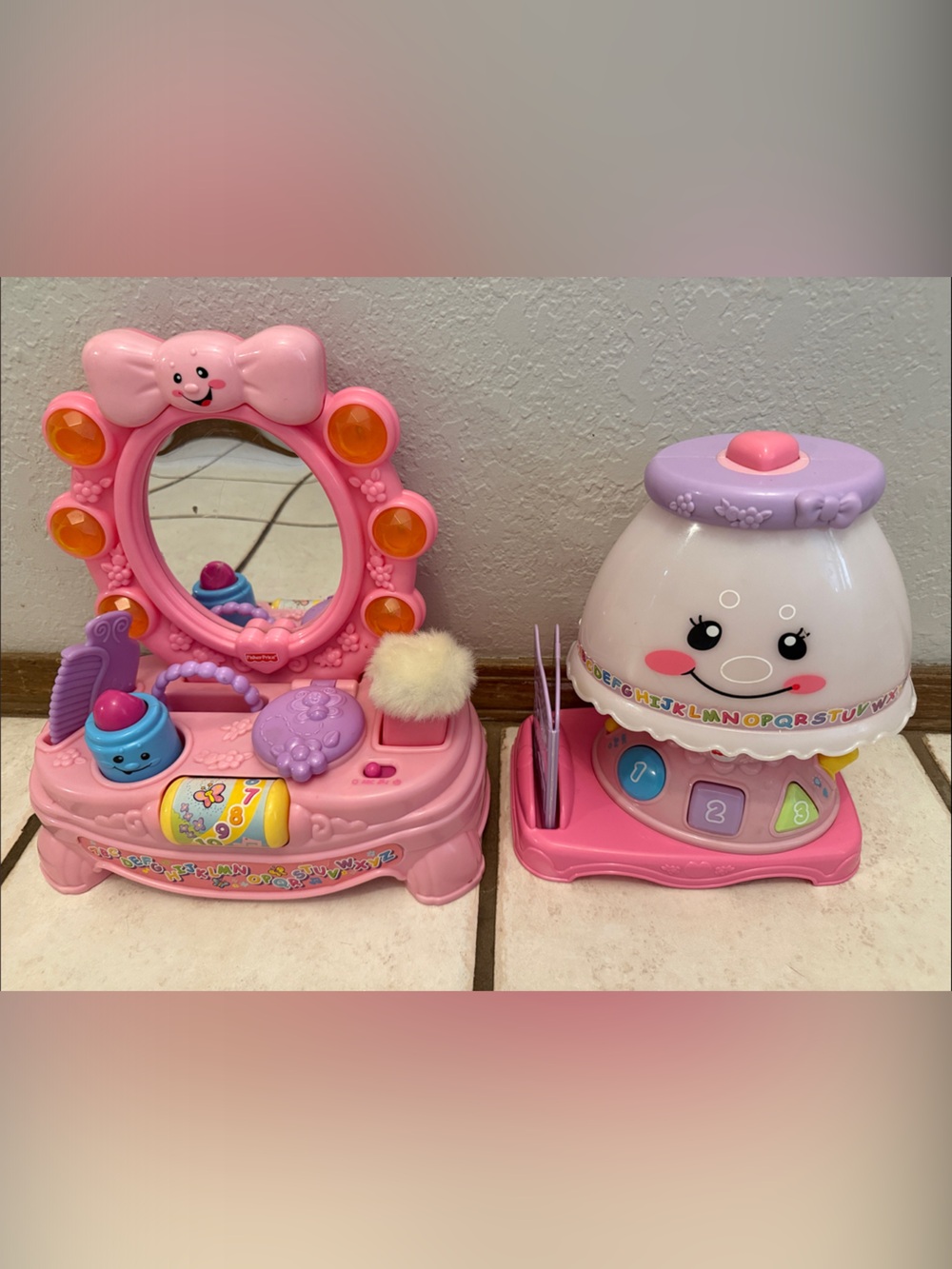 Matching fisher price pink vanity and lamp